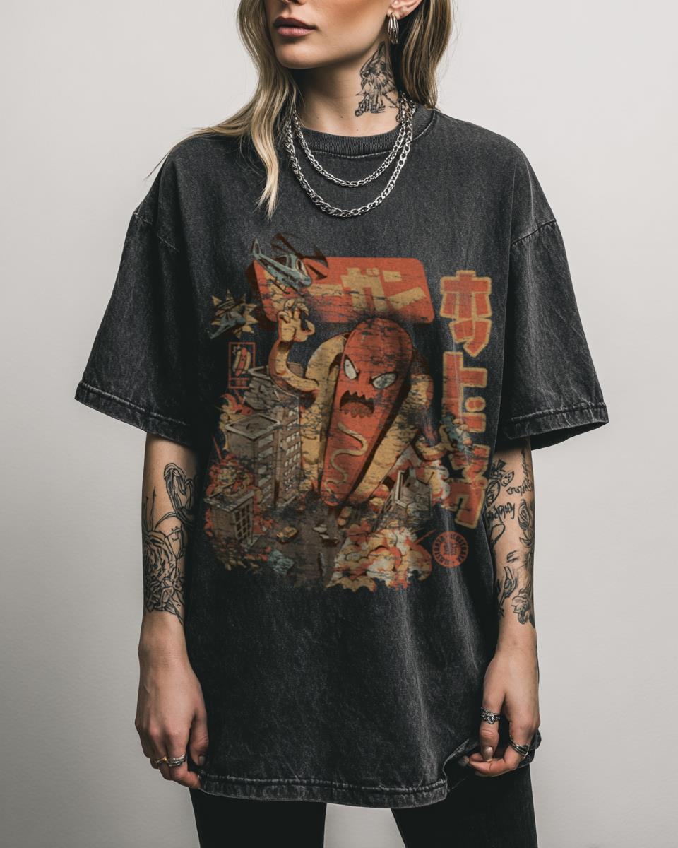 Great Hot Dog Monster T-Shirt | Funny Anime Retro Food Tee