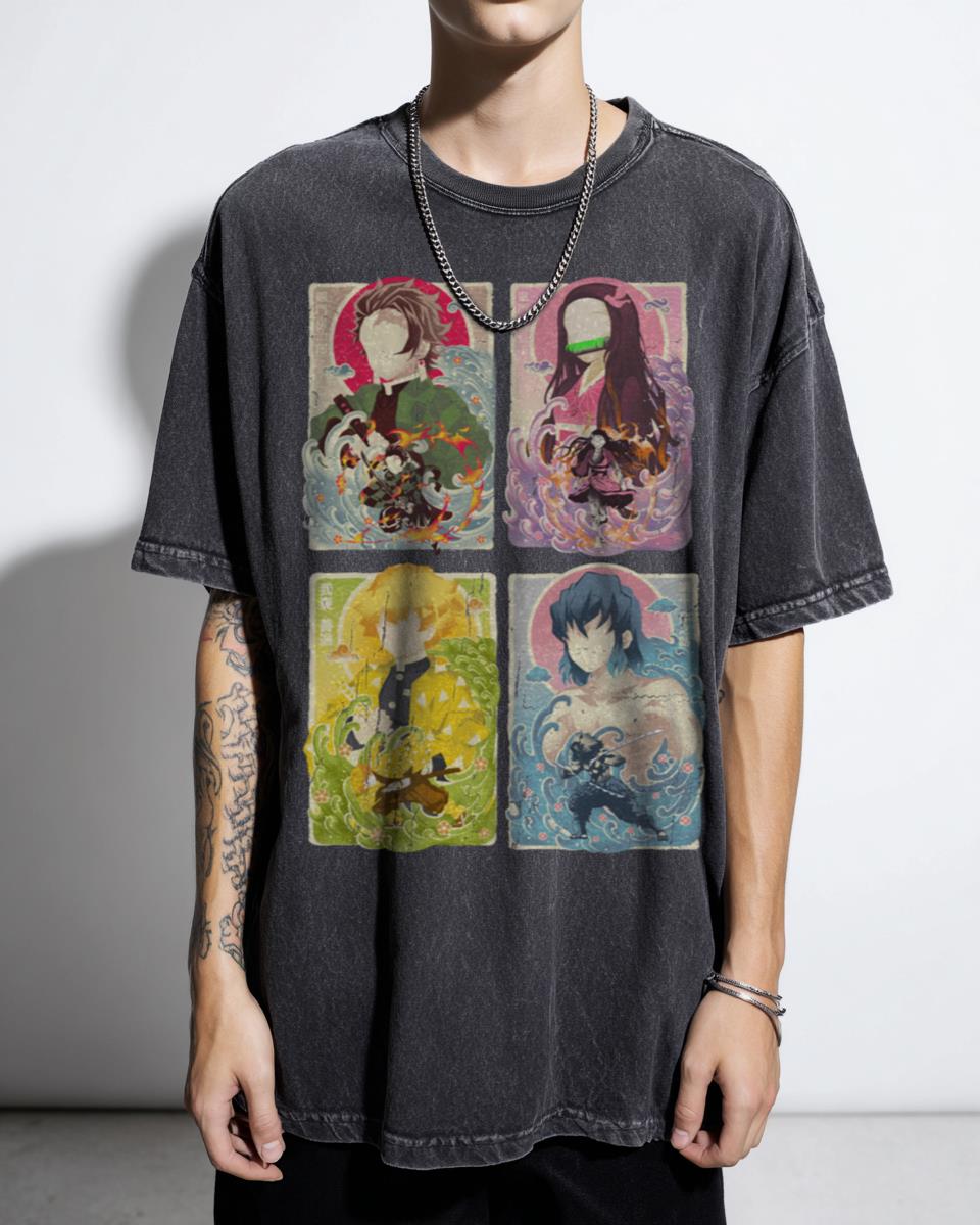 Great Wave Slayers Demon Slayer Anime T-Shirt - Japanese Art