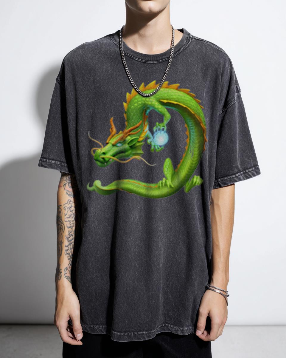 Green Dragon Emoji Art T-Shirt - Dragon Ball Z Shenron Inspired