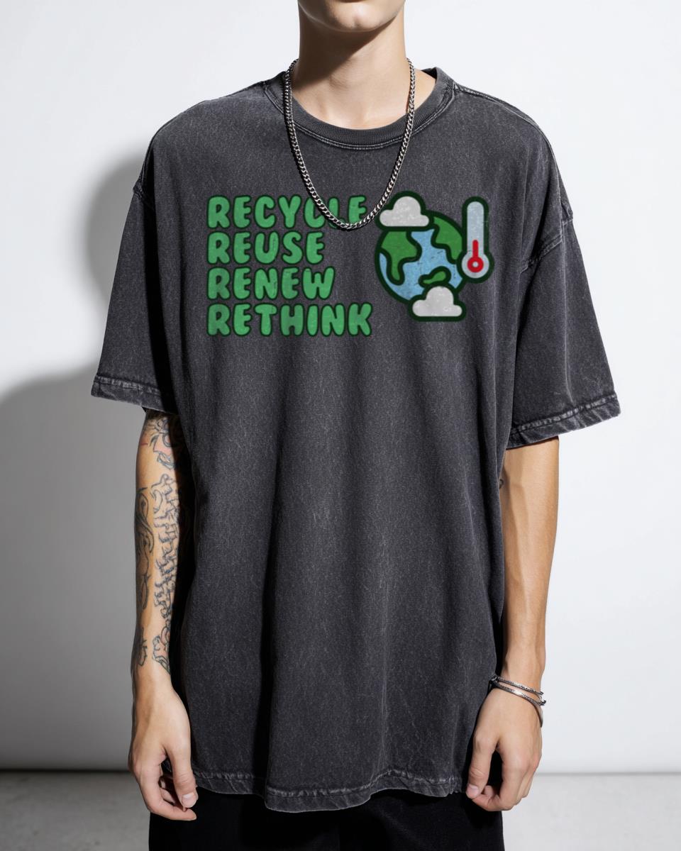 Green 'Recycle Reuse Renew Rethink' Environmental T-Shirt - Planet Advocate Unisex