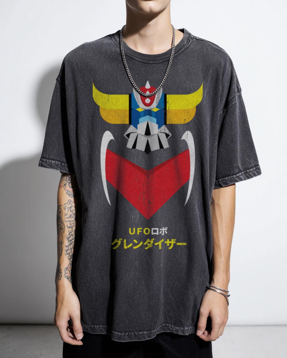 Grendizer Go Nagai Mecha Robot Anime T-Shirt - Goldorak Japanese Writing