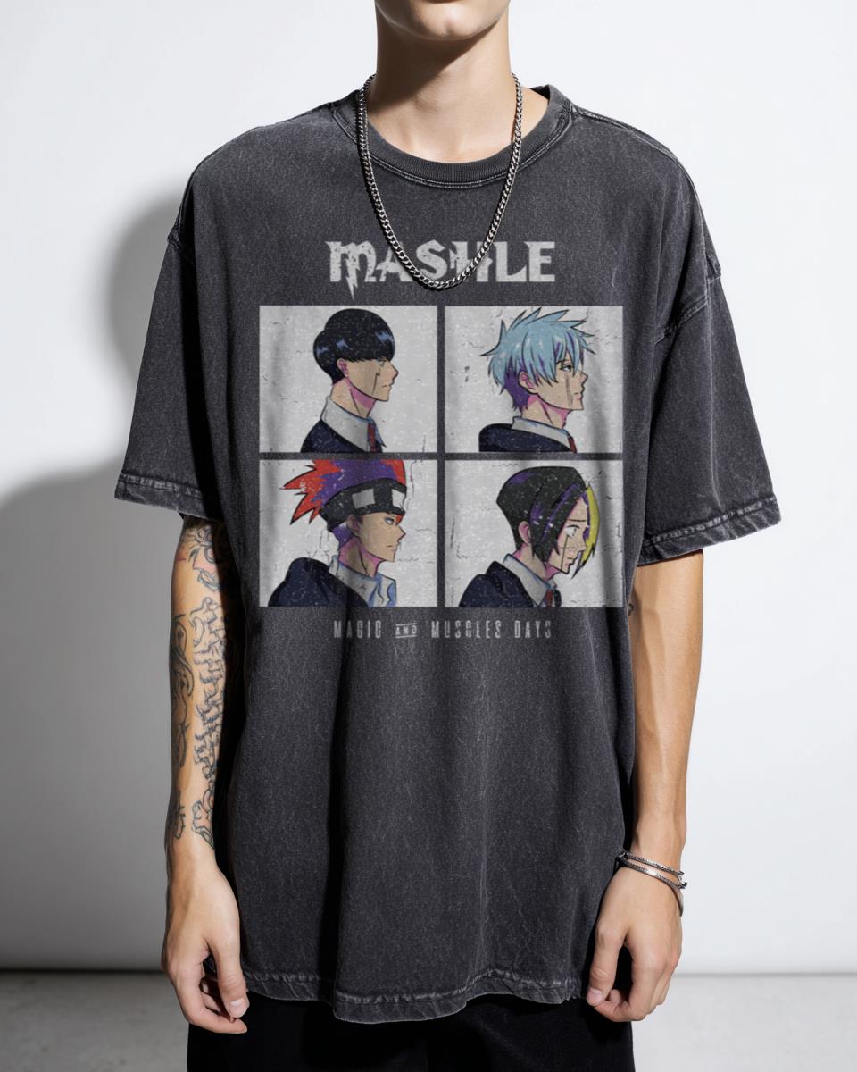 Grunge Style Mashle Magic and Muscles Anime T-Shirt - Mash Burnedead Gym Fan Tee