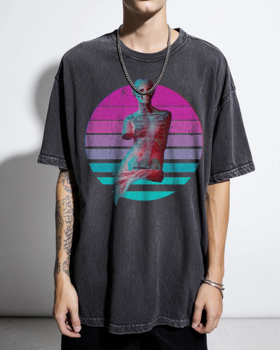 Grunge Venus Skeleton Vaporwave T-Shirt - Aesthetic 80s 90s Halloween Art