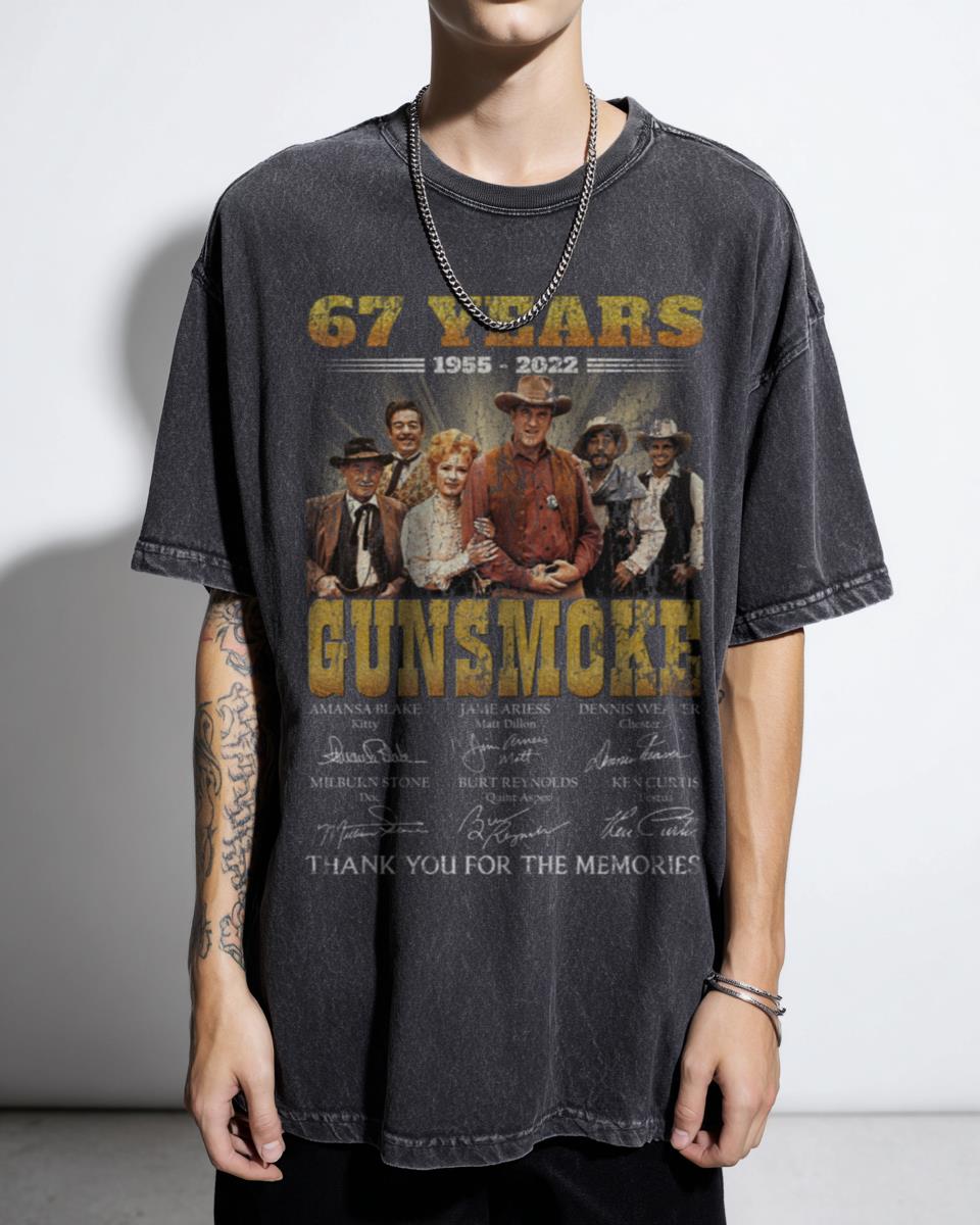 Gunsmoke Cast Signatures T-Shirt | Classic Western TV Show Fan Tee