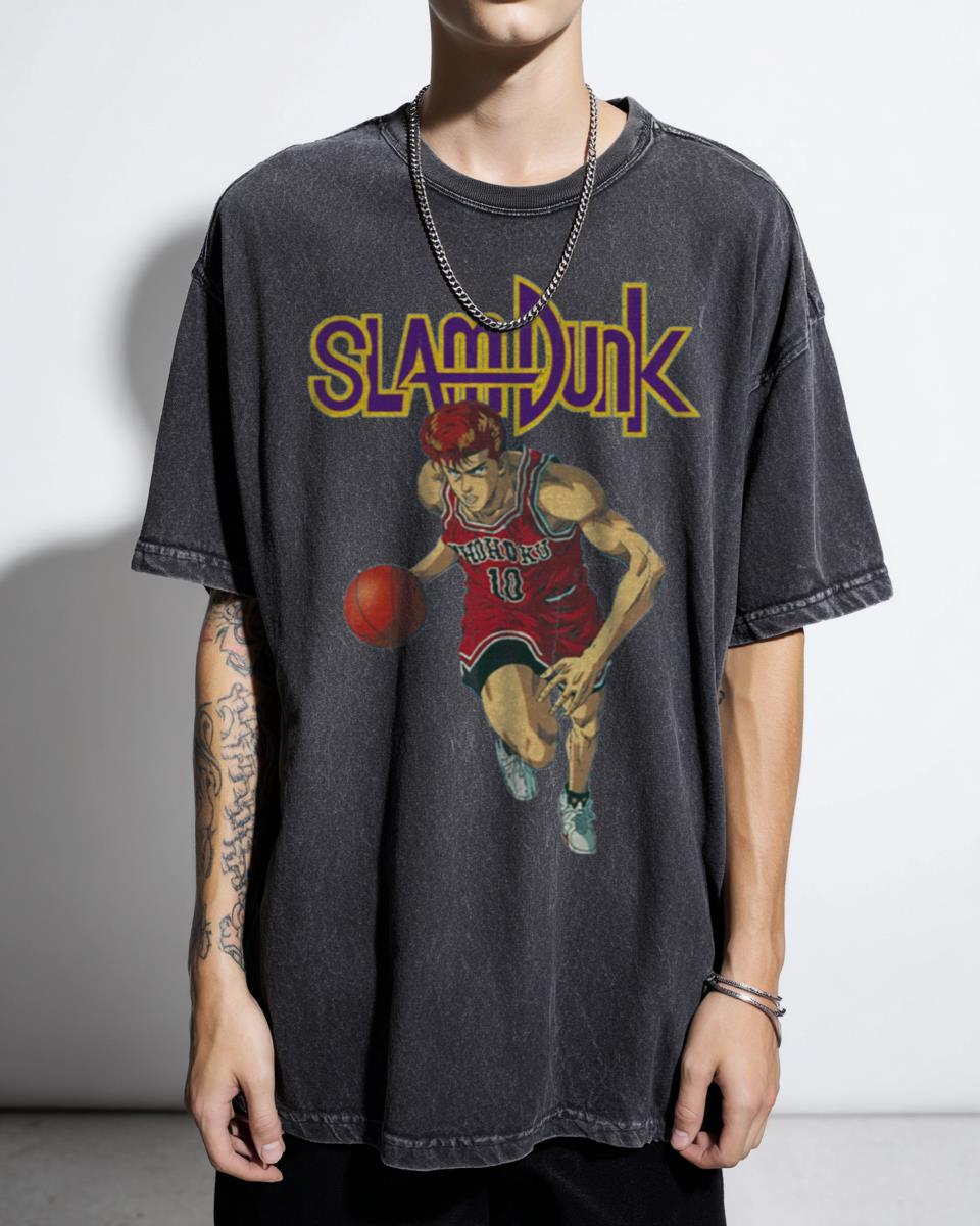 Hanamichi Sakuragi Slam Dunk Anime T-Shirt - Retro 90s Basketball Manga Art