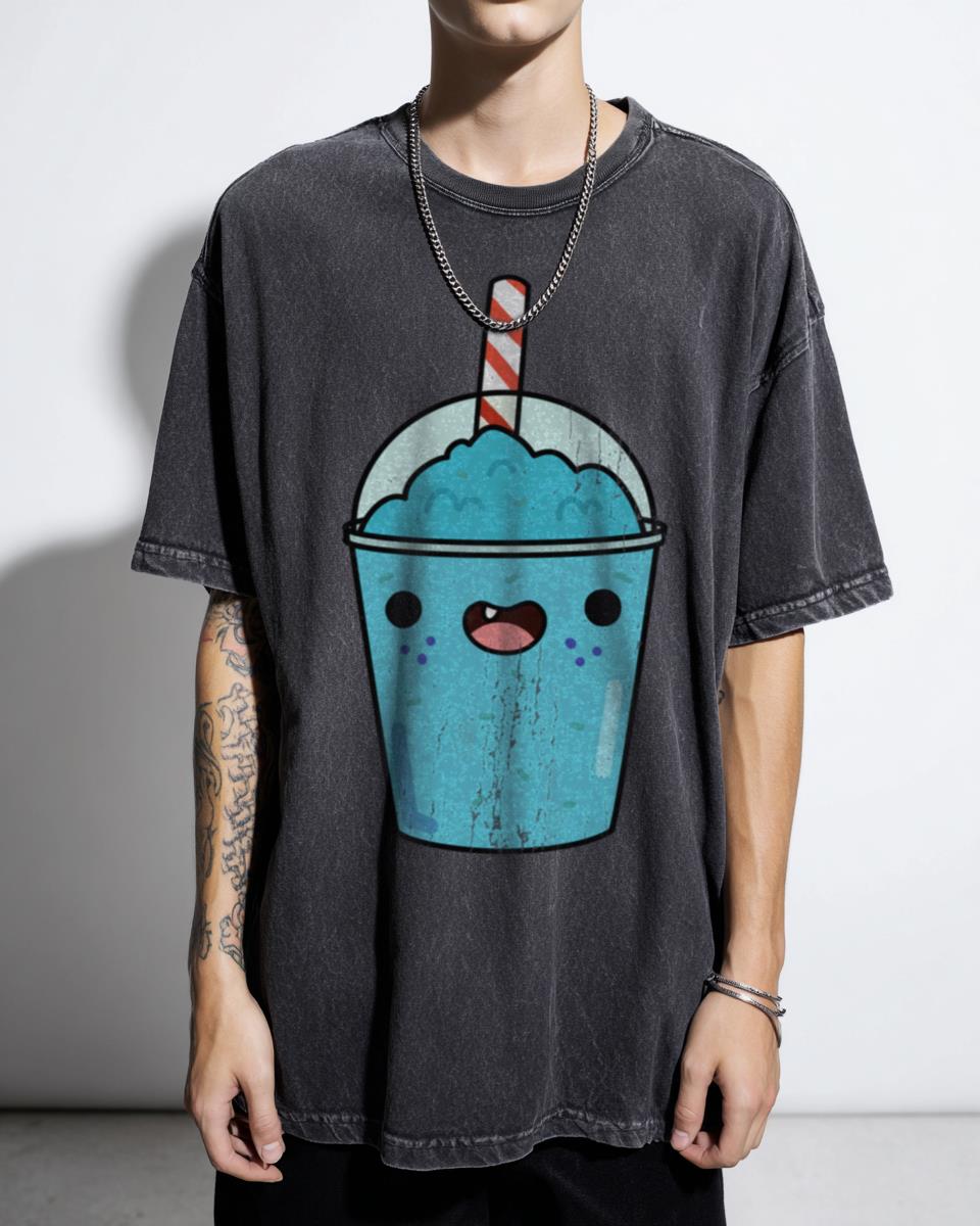 Happy Kawaii Blue Blueberry Slushy Cute Food T-Shirt - Adorable Japanese Aesthetic Tee Unisex