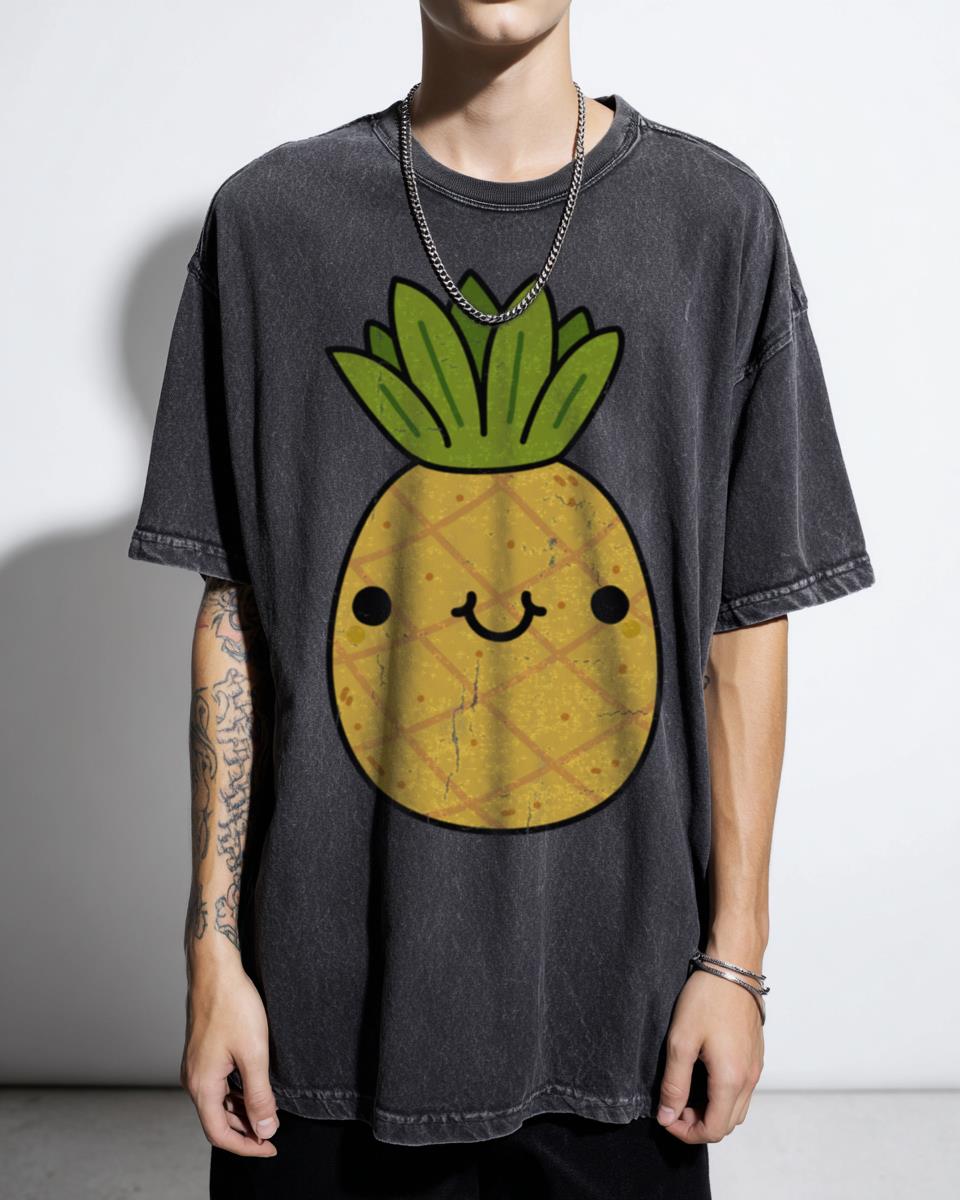 Happy Kawaii Pineapple Fruit T-Shirt - Adorable Tropical Food Art Unisex Tee