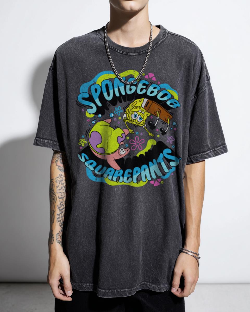 Happy 'SpongeBob & Patrick Friends Poster' Cartoon T-Shirt - Nickelodeon Buddies Unisex