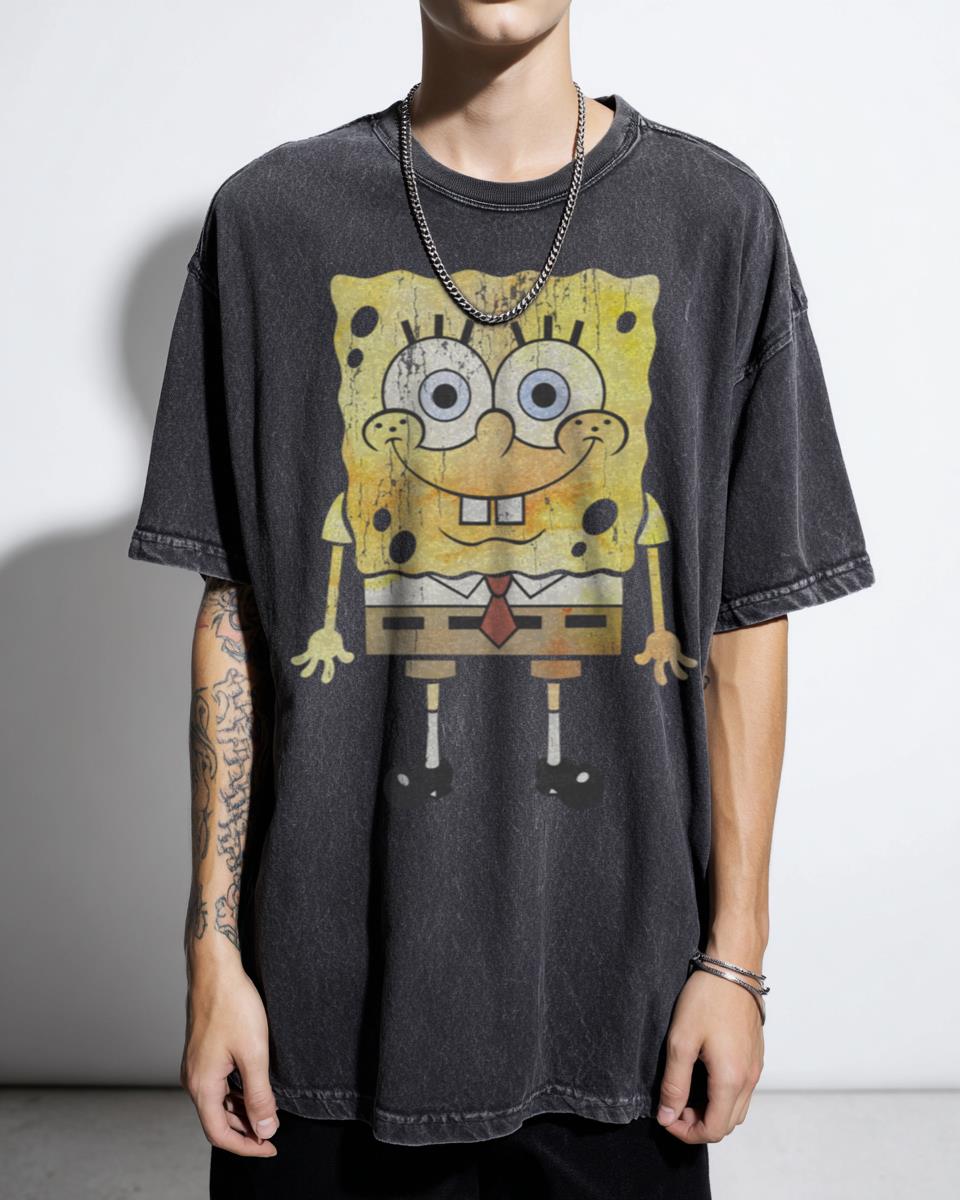 Happy Spongebob Watercolor Art T-Shirt - SpongeBob SquarePants Artistic Fan Apparel