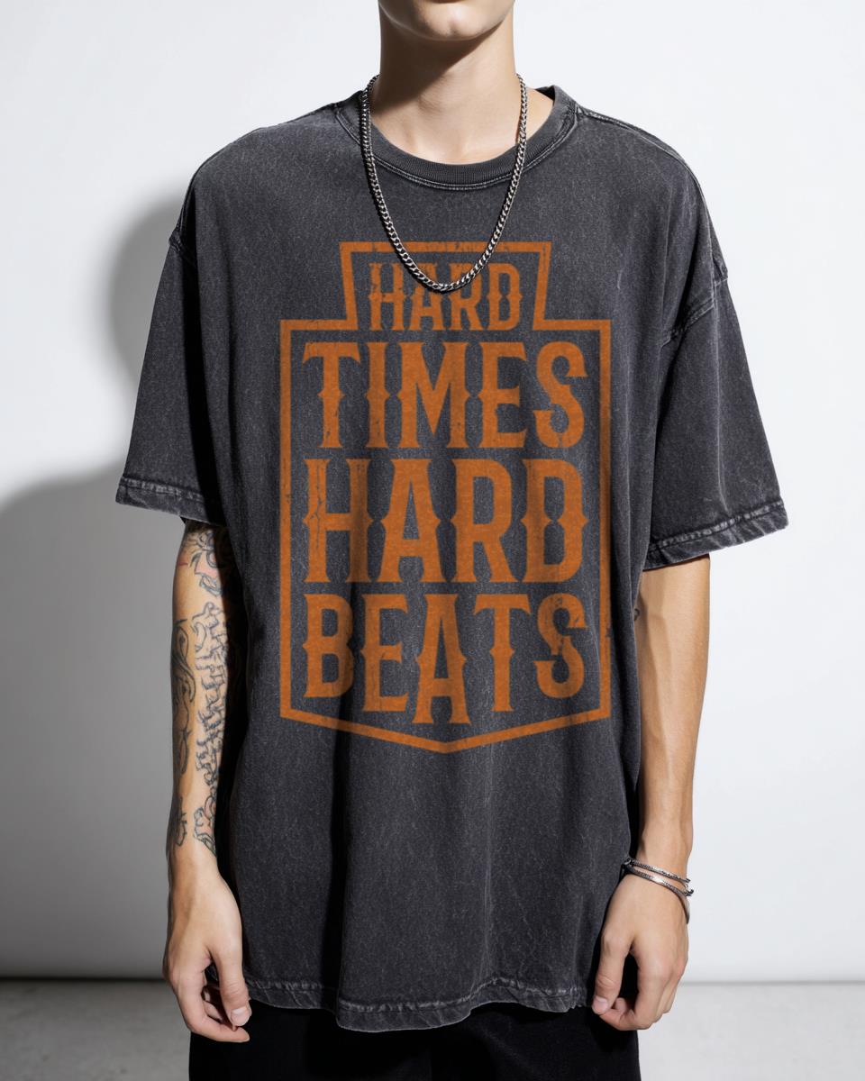 Hard Times Hard Beats Electronic Music T-Shirt - Hip Hop Rap Bass Lover Tee