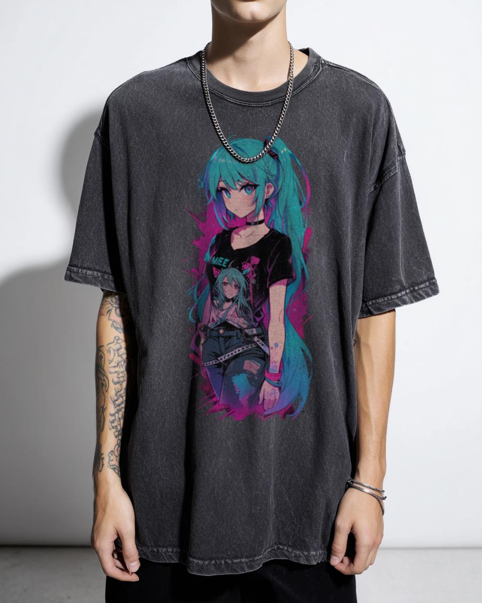 Hatsune Miku Graffiti Style Anime T-Shirt - Project Diva Urban Art Unisex