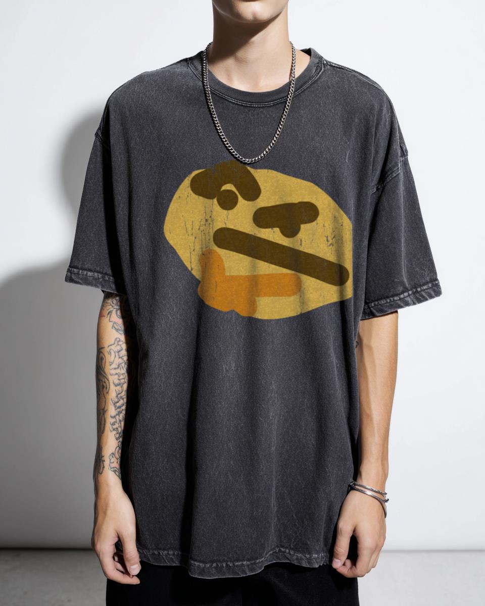 Heavily Distorted Thinking Emoji Meme T-Shirt - Funny Internet Culture