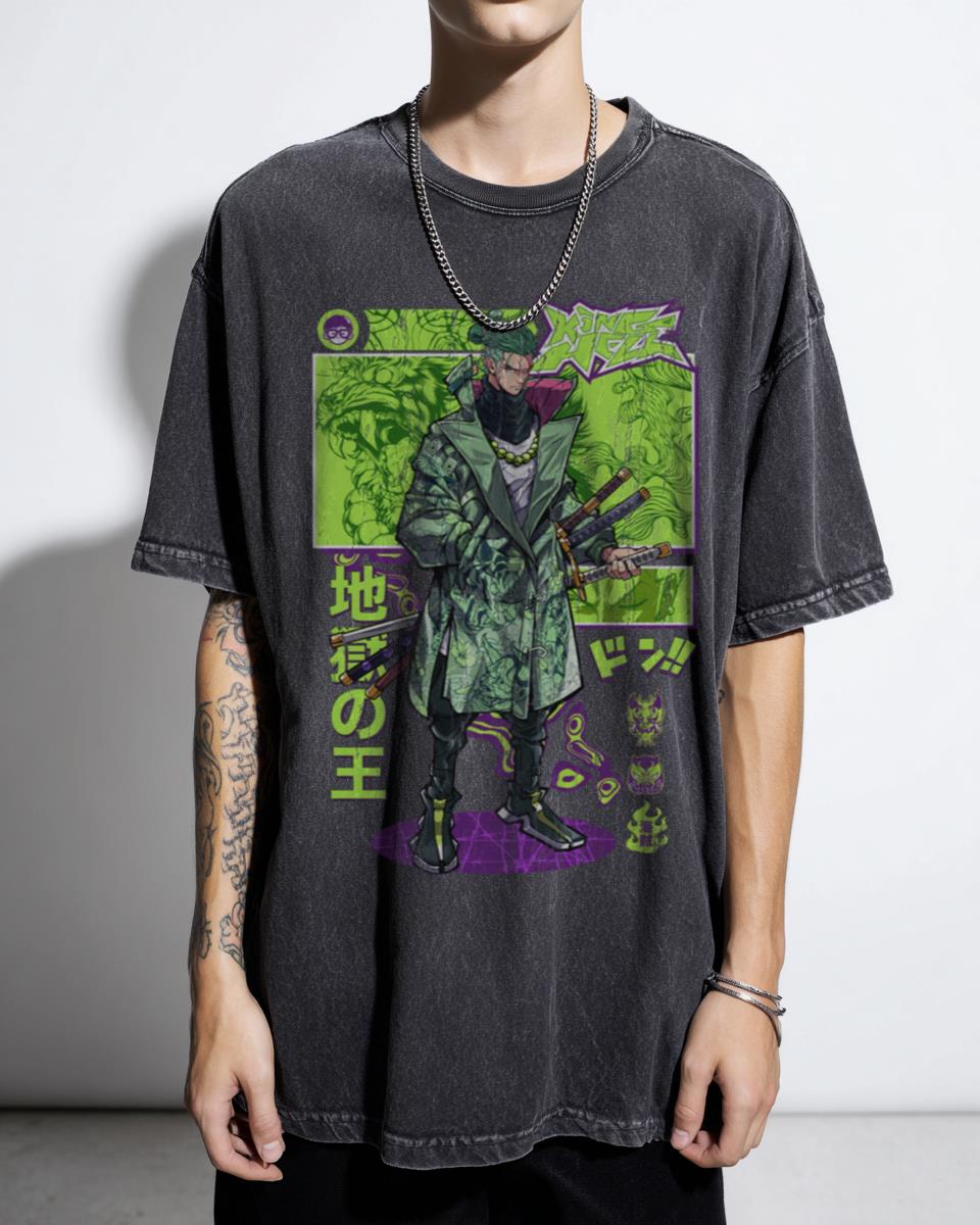 Hell King Samurai Streetwear Tiger Katana Graphic Tee