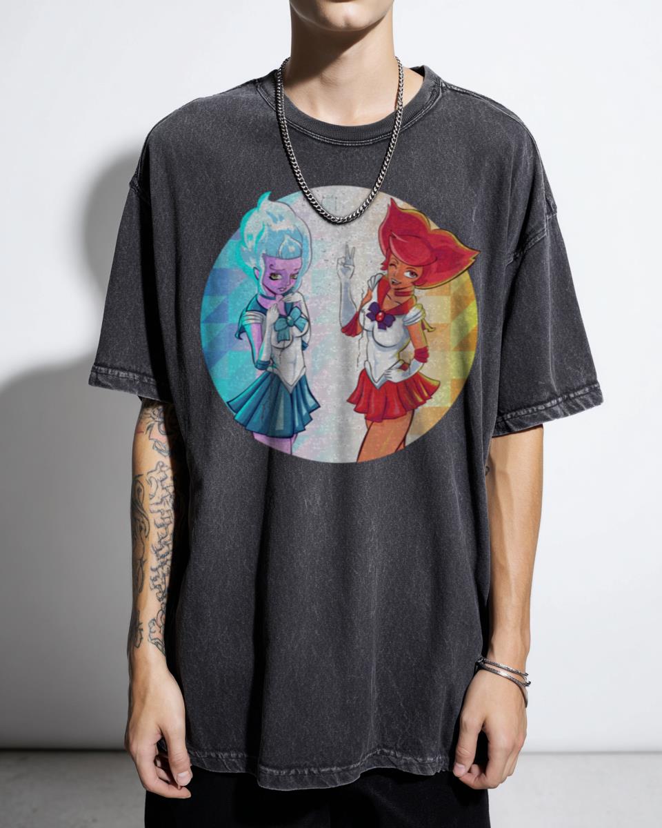 Hestia & Hebe Cosplaying Sailor Moon Anime T-Shirt - Greek Mythology Fanart