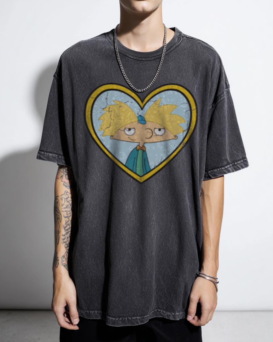 Hey Arnold Helga Locket Tee | 90s Cartoon Acidwash Shirt