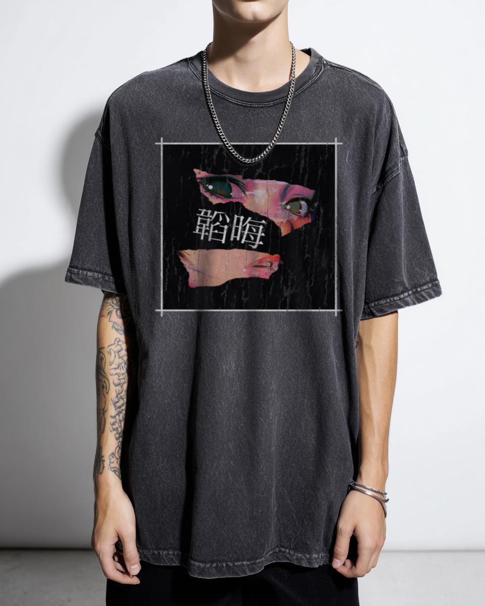 Hidden Pink Sad Anime Aesthetic T-Shirt - Japanese Landscape Alternative Girl