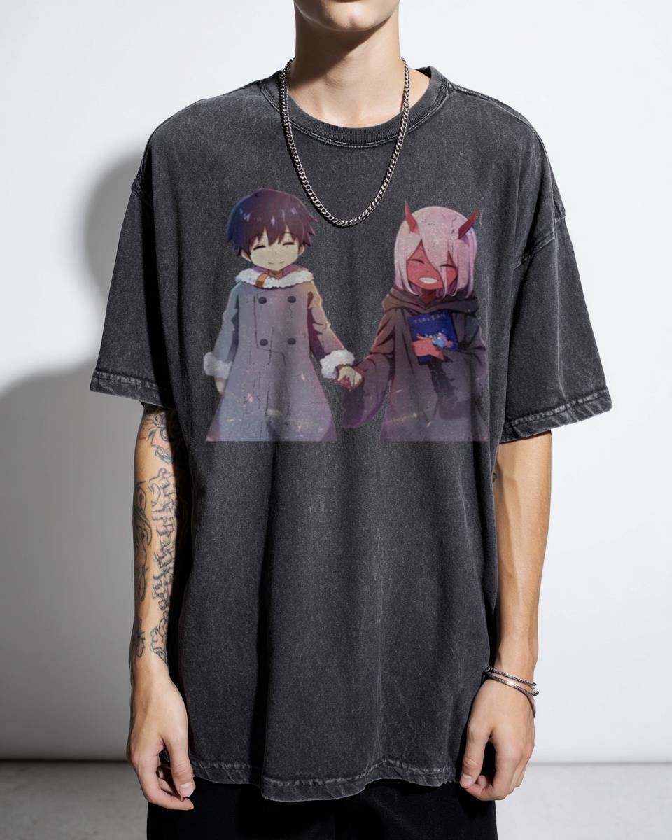 Hiro and Zero Two Darling in the Franxx Anime T-Shirt - Japanese Manga Fan Art Tee