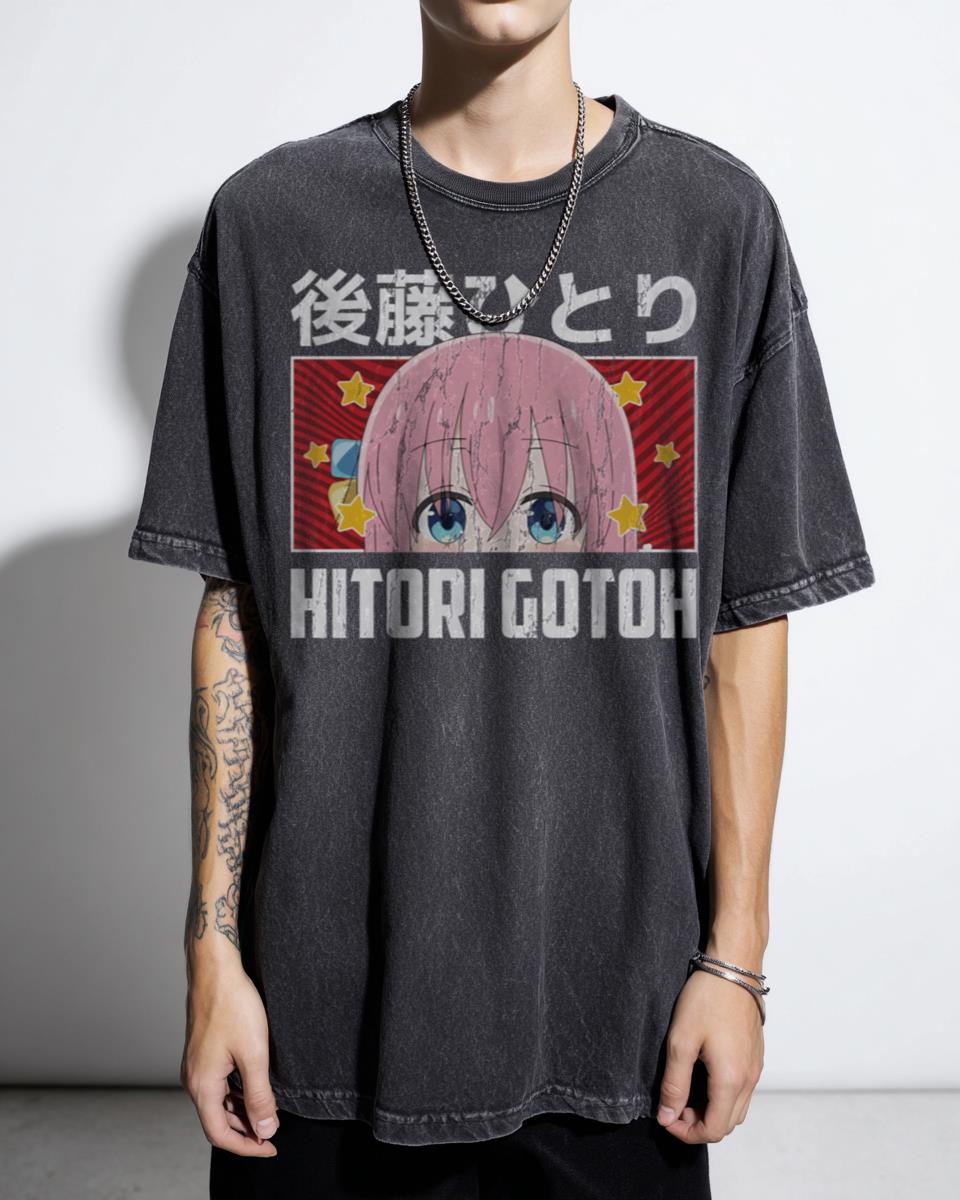 Hitori Gotou Peeker Bocchi the Rock Anime T-Shirt - Kawaii Musical Girl Fan Art