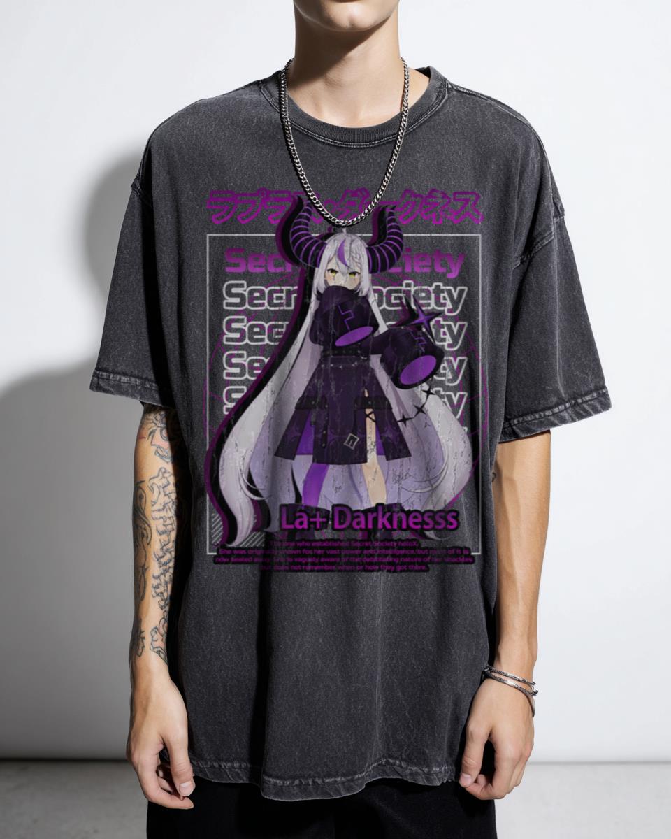 Hololive Laplus Darknesss Secret Society Streetwear T-Shirt - Vtuber Anime Gamer Unisex