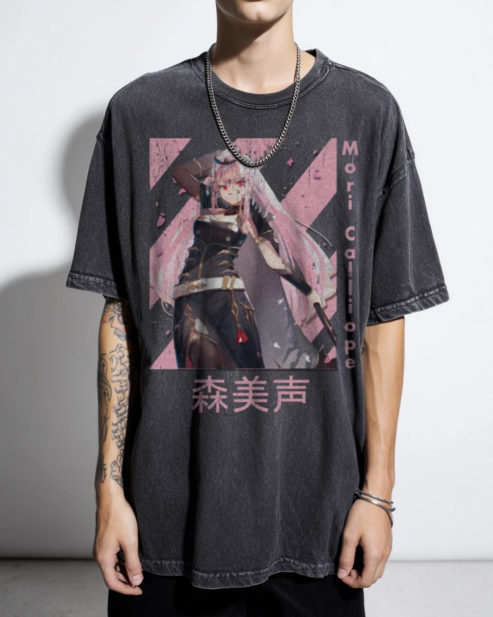 Hololive Mori Calliope Anime T-Shirt - Deadbeats Death Sensei VTuber Fan Art Unisex