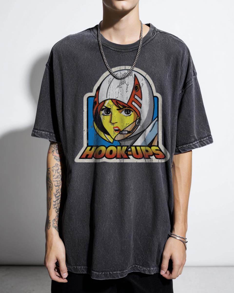 Hook-Ups Anime Helmet Skateboard T-Shirt - 90s Vintage Streetwear