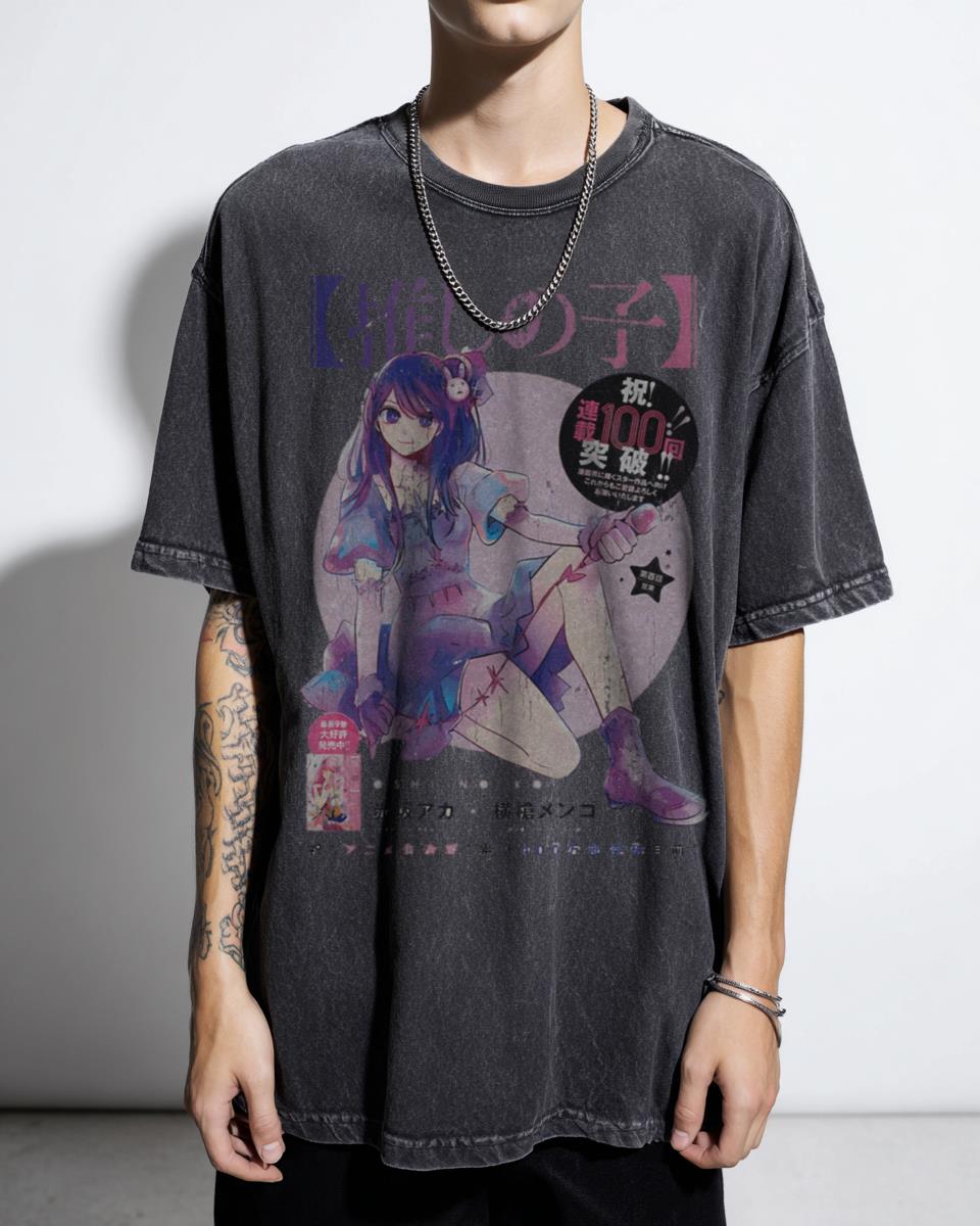 Hoshino Ai Oshi no Ko Anime Manga T-Shirt - Cute Idol Fan Aquamarine Ruby Tee