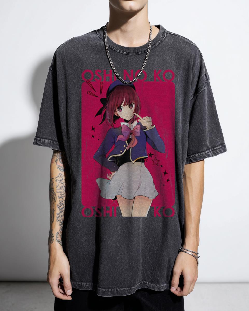 Hoshino Ai Oshi no Ko Anime Manga T-Shirt - Cute Idol Fan Aquamarine Ruby Tee