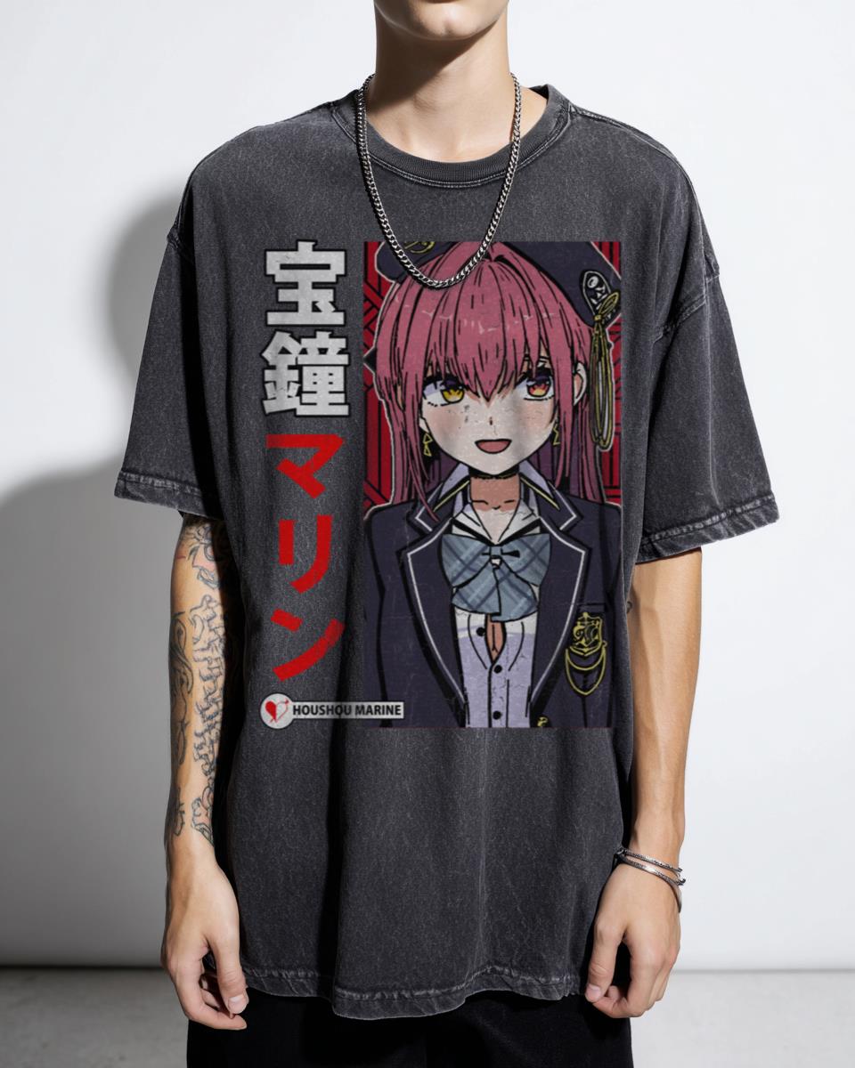 Houshou Marine School Uniform Vtuber T-Shirt - Hololive JP Fan Unisex