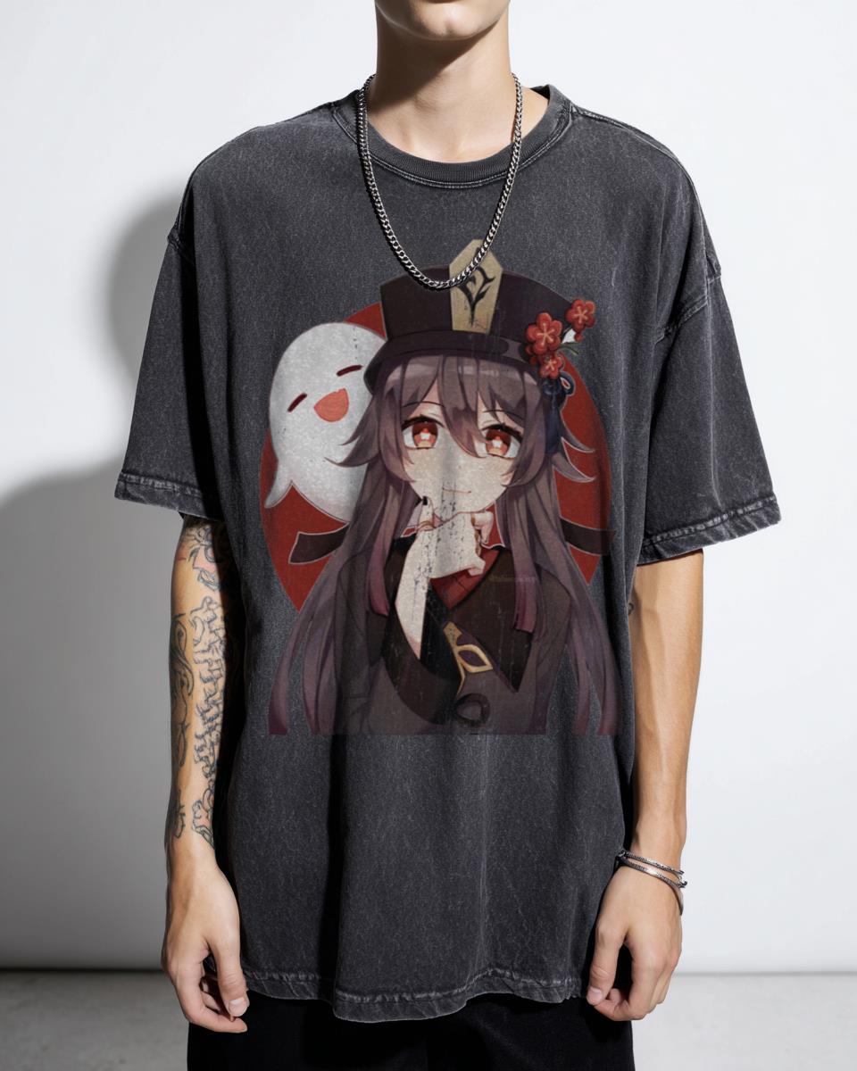 Hu Tao Genshin Impact Pyro Waifu Anime T-Shirt - Gaming Fan Art Gift