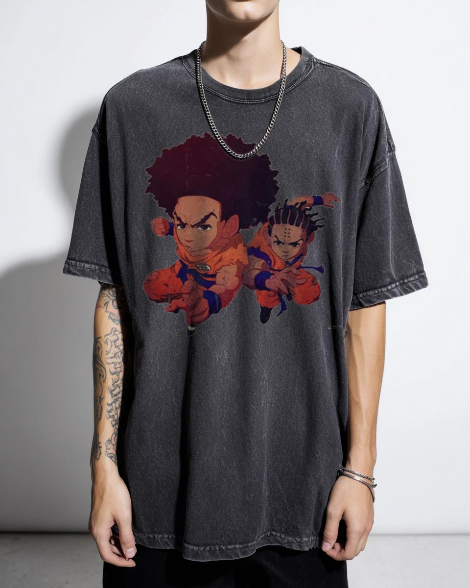 Huey & Riley Freeman Boondocks Manga T-Shirt - Anime Cartoon Fight BLM Unisex