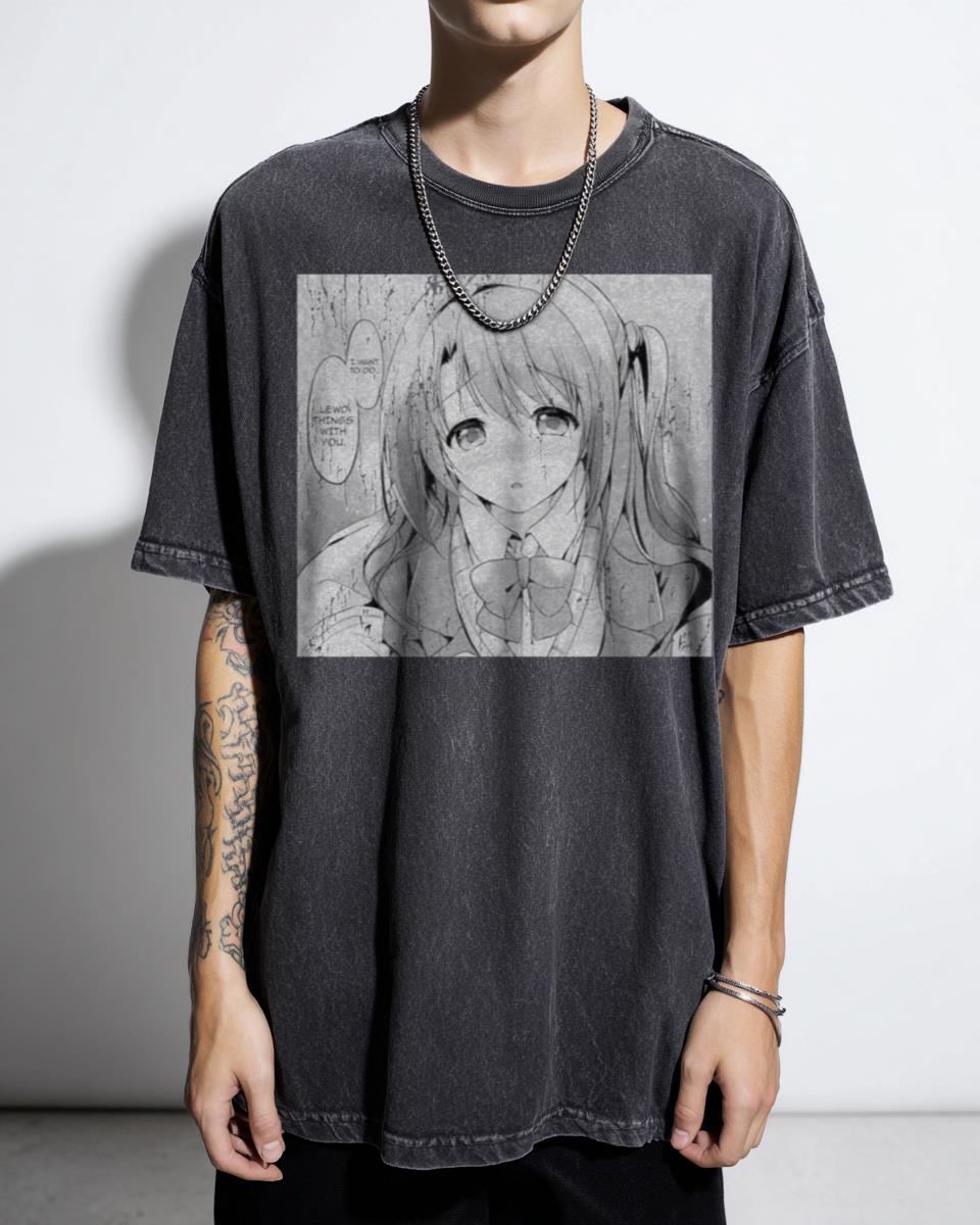 "I Want To Do Lewd Things" Ecchi Anime Girl T-Shirt - Kawaii Otaku Waifu Humor