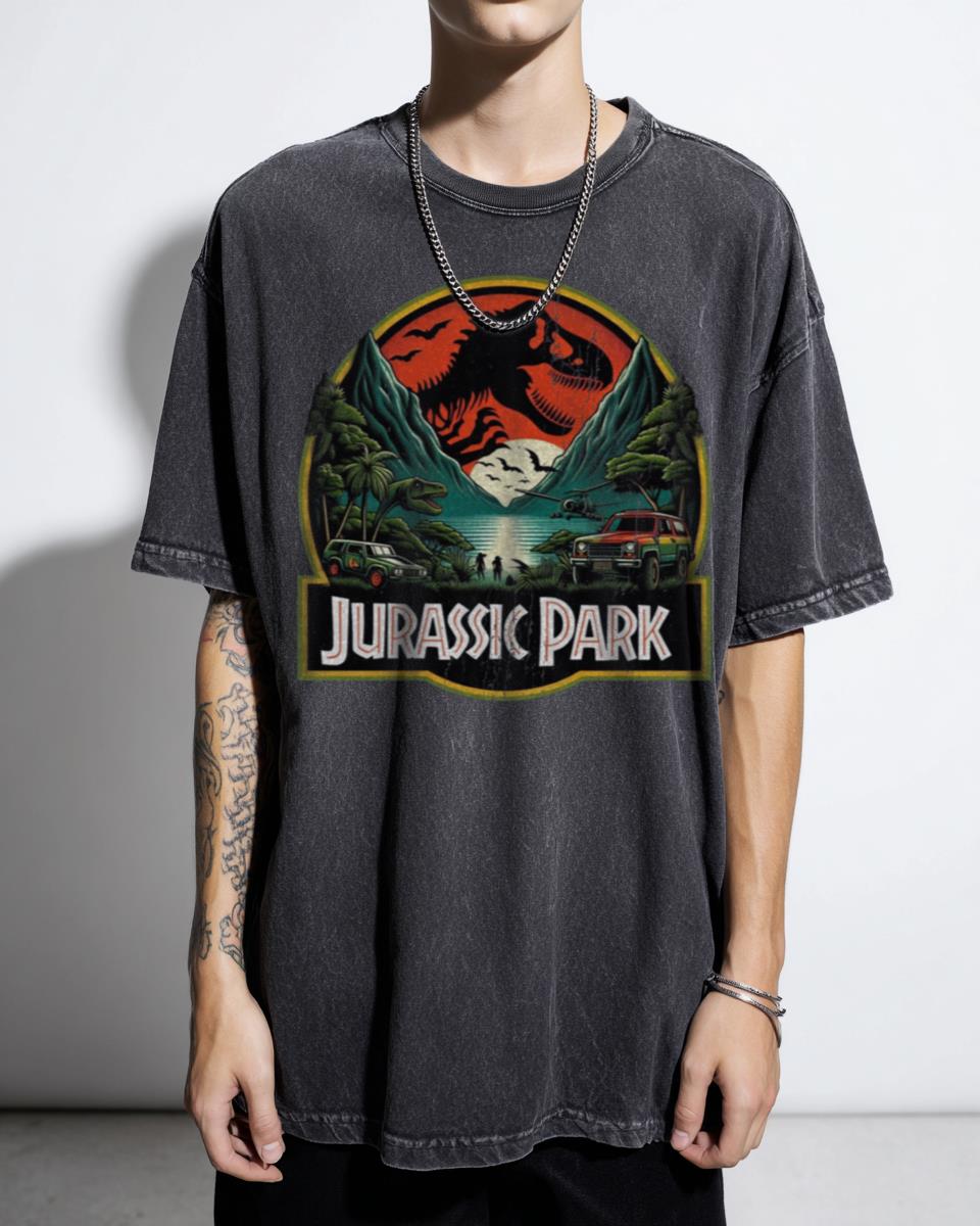 Iconic Jurassic Park Logo T-Rex Science Fiction T-Shirt - Dinosaur Fan Adventure Film
