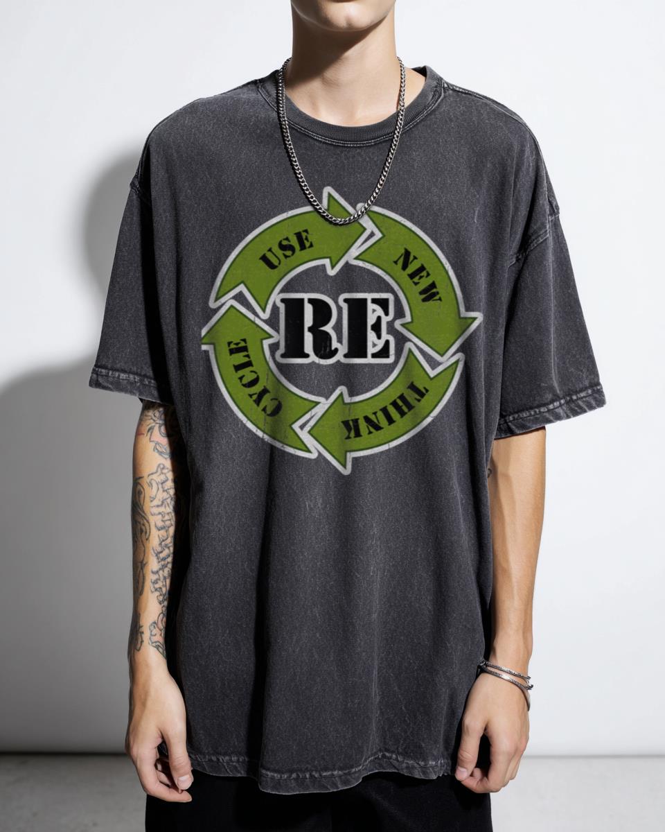 Impactful 'Recycle Reuse Renew Rethink Crisis' Environmental Activism T-Shirt - Sustainable Living Unisex