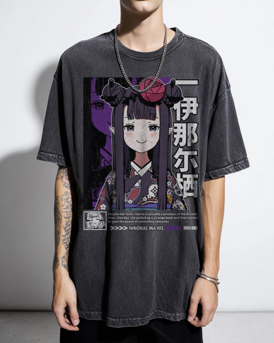 Ina Smug Kimono Hololive VTuber T-Shirt - Ninomae Inanis Fan Art