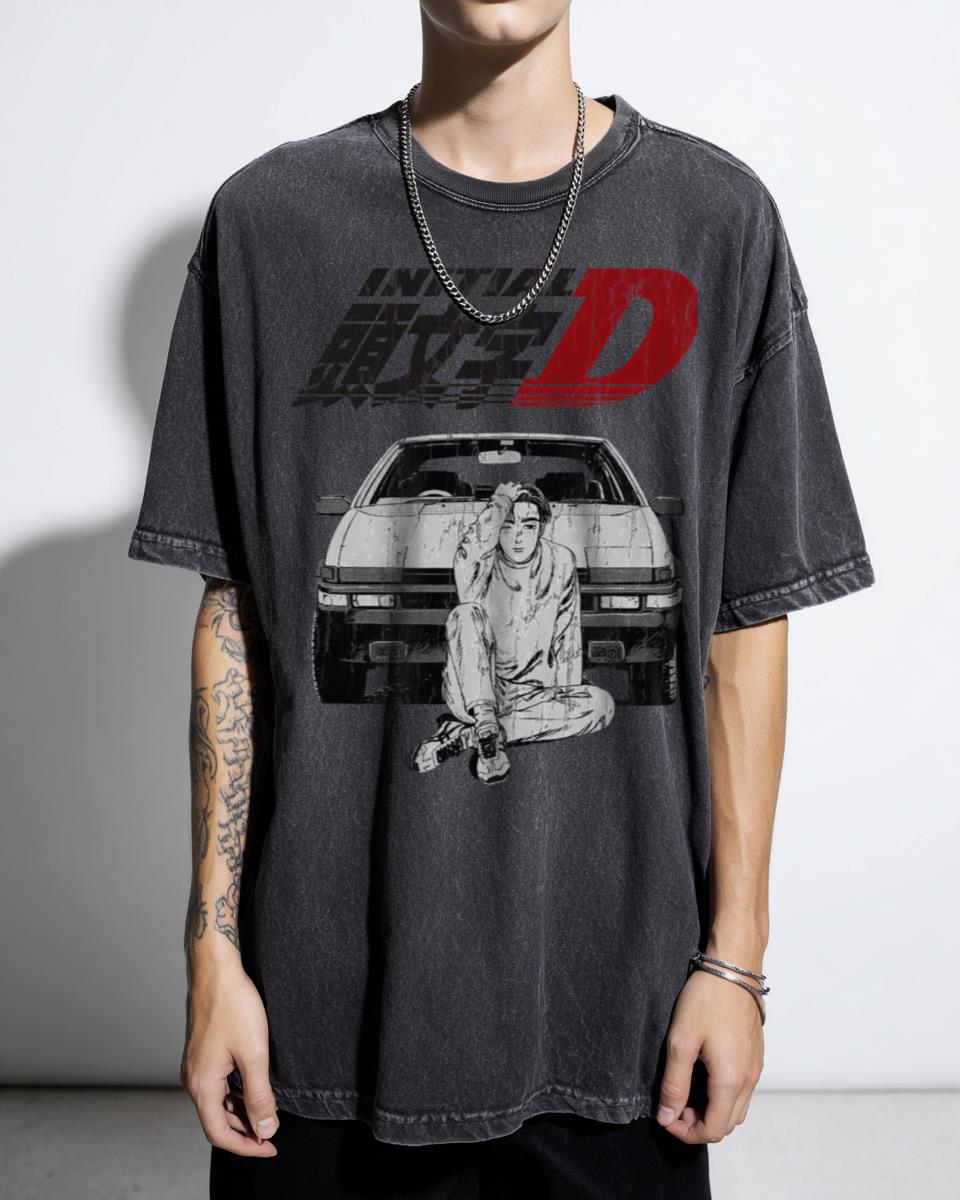 Initial D AE86 Drift Racing T-Shirt - 90s Anime Eurobeat Fan Unisex