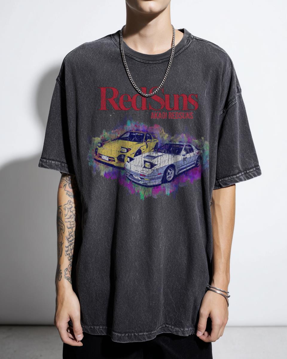 Initial D Akagi Redsuns 90s Anime Racing Graphic Tee