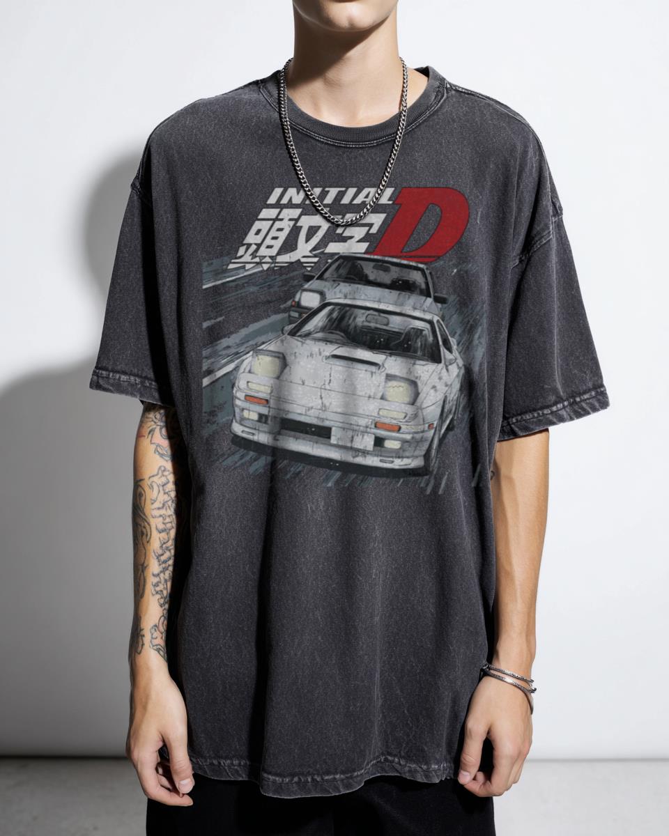 Initial D FC3S RX-7 vs AE86 Drift Battle T-Shirt - Ryosuke Takahashi JDM Anime Car Enthusiast