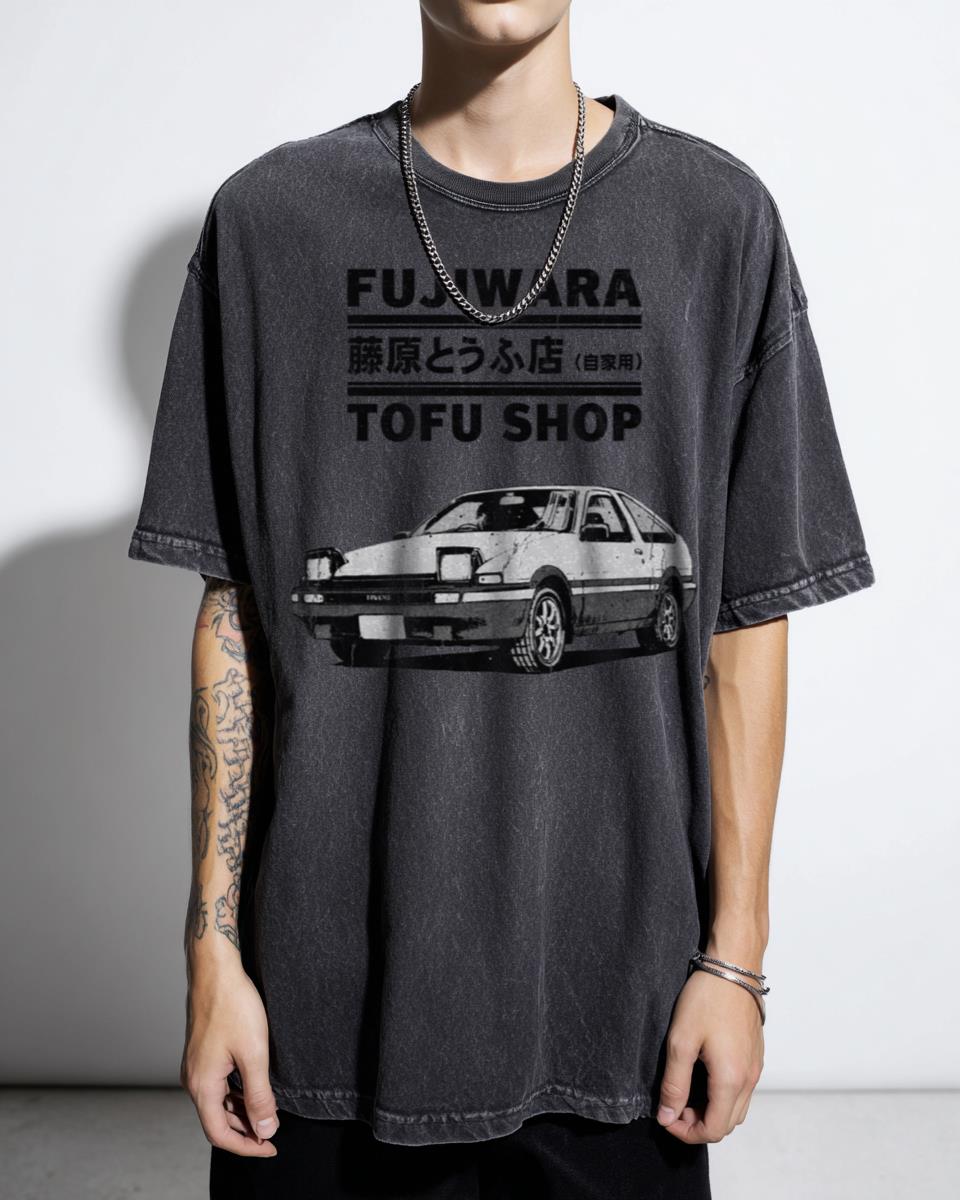 Initial D Fujiwara Tofu Shop AE86 Manga T-Shirt - Takumi Drift JDM Fan