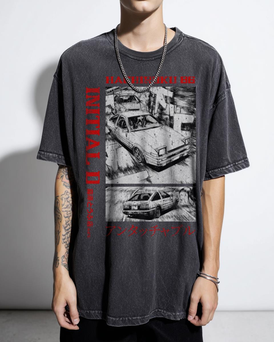Initial D Hachiroku AE86 Panda Trueno Drift T-Shirt - JDM Anime Car Fan