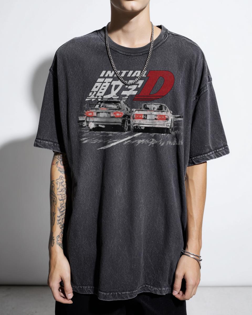 Initial D Mountain Drift Racing Tandem Anime T-Shirt - JDM Car Enthusiast