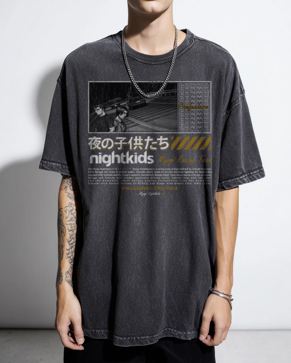 Initial D Nightkids Streetwear AE86 T-Shirt - 90s Anime Drift Racing JDM