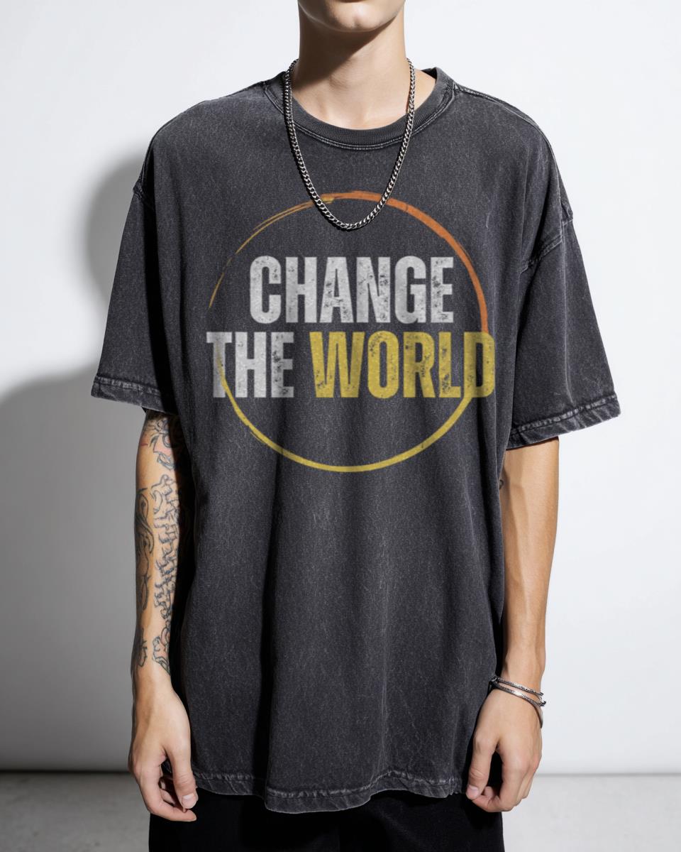 Inspirational 'Change the World' Earth Day T-Shirt - Climate Action Eco Tee