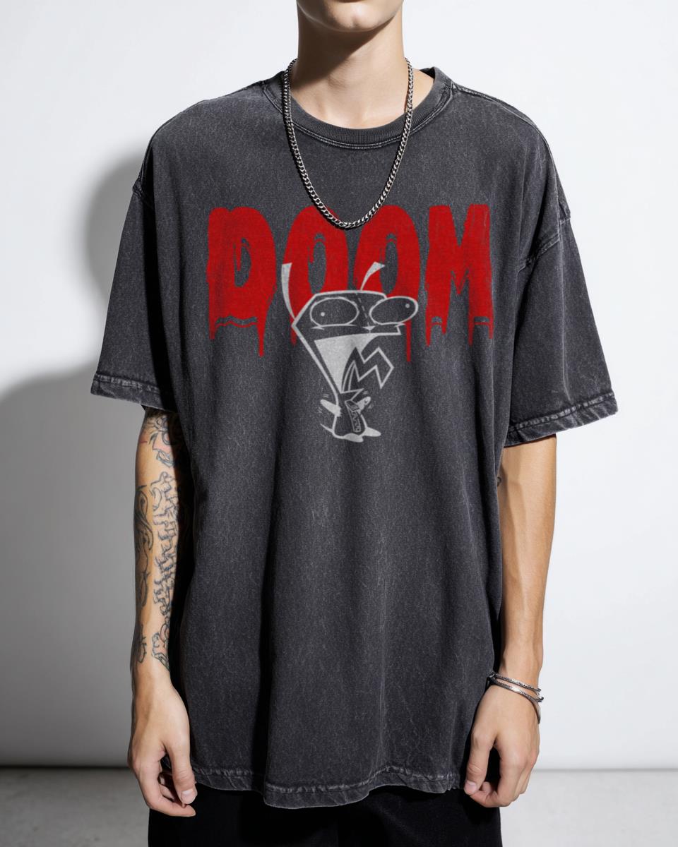 Invader Zim GIR Red DOOM Logo T-Shirt | Spooky Nickelodeon Fan Tee