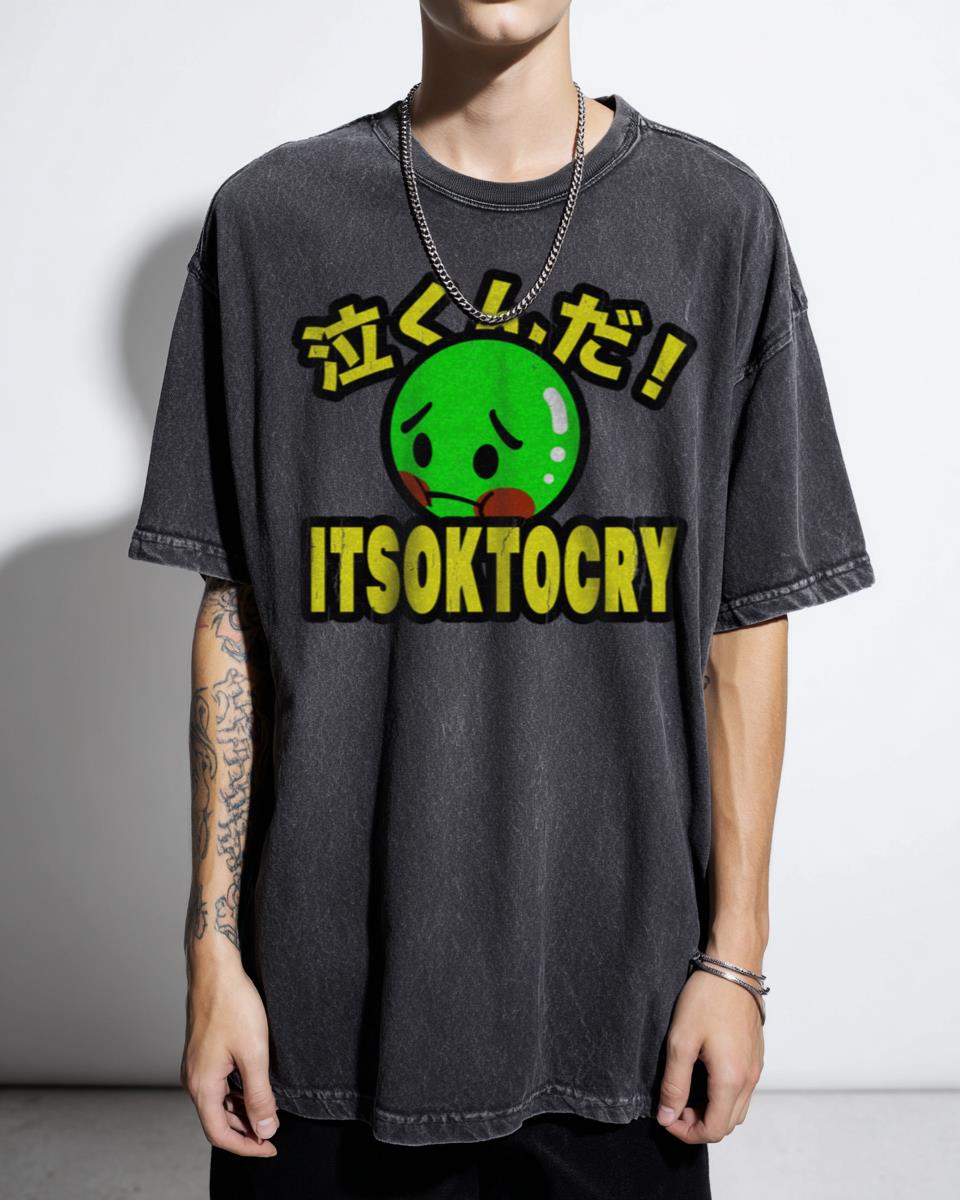 ITSOKTOCRY Mascot Kanji Hyperpop Rapper T-Shirt - Kawaii Pastelgore Neon Anime