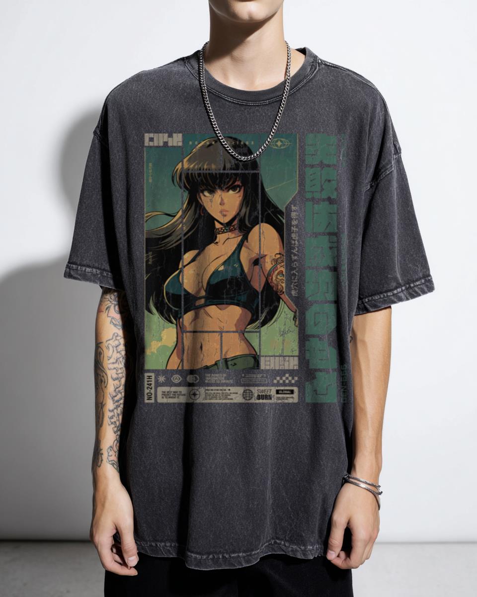 Japanese Anime Warrior Woman T-Shirt - Kimono Style Manga Art Female