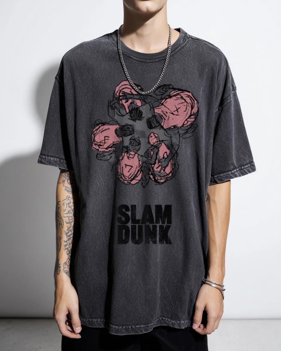 Japanese Basketball Anime Team Huddle T-Shirt - Slam Dunk Manga Art