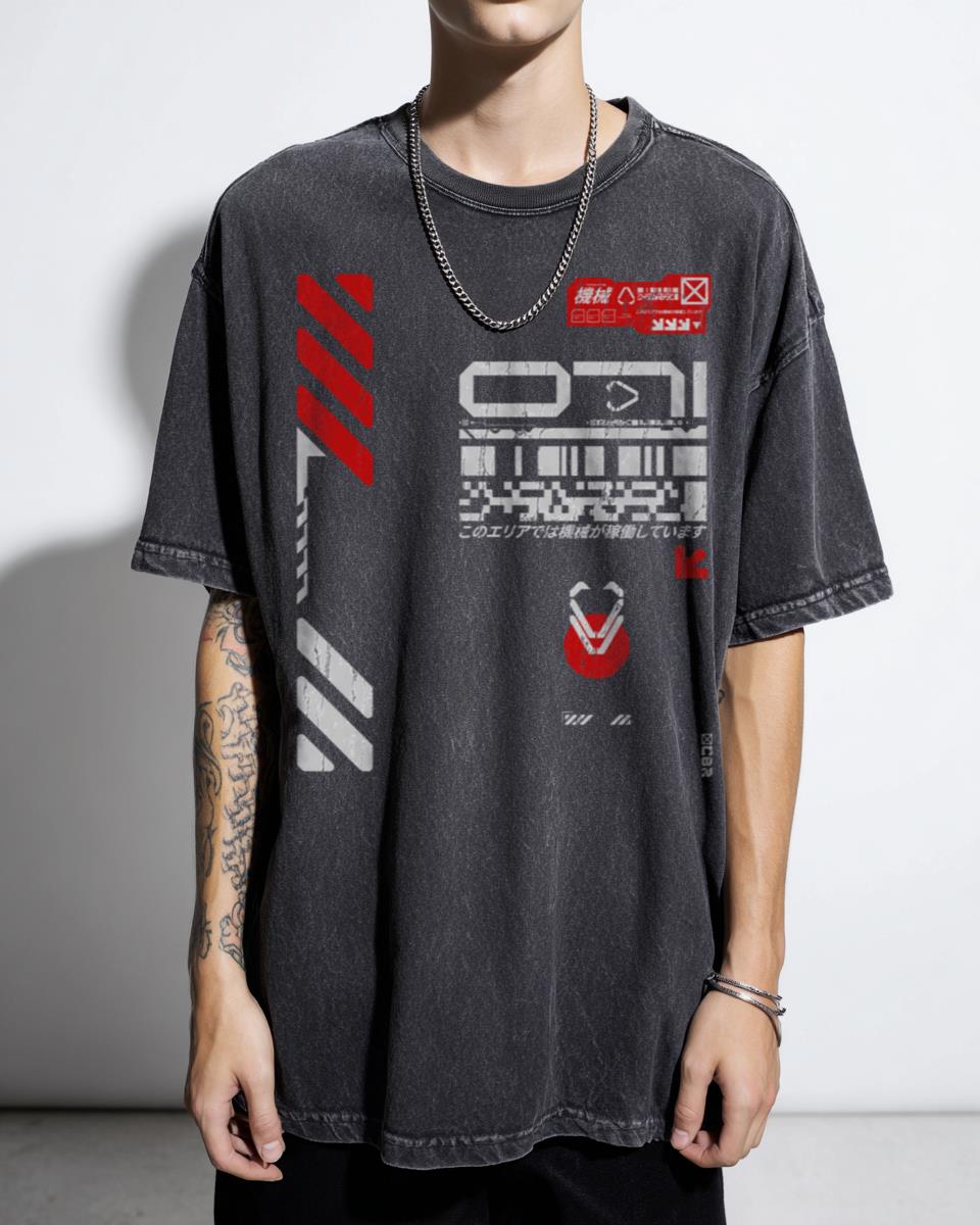 Japanese Cyberpunk Sci-Fi Manga Anime T-Shirt - Futuristic Y2K Tokyo Style