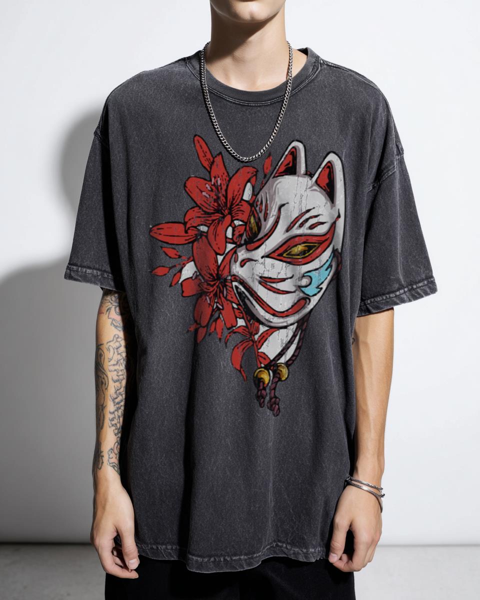 Japanese Fox Mask Naruto Anime Art T-Shirt - Akatsuki Itachi Uchiha Fan