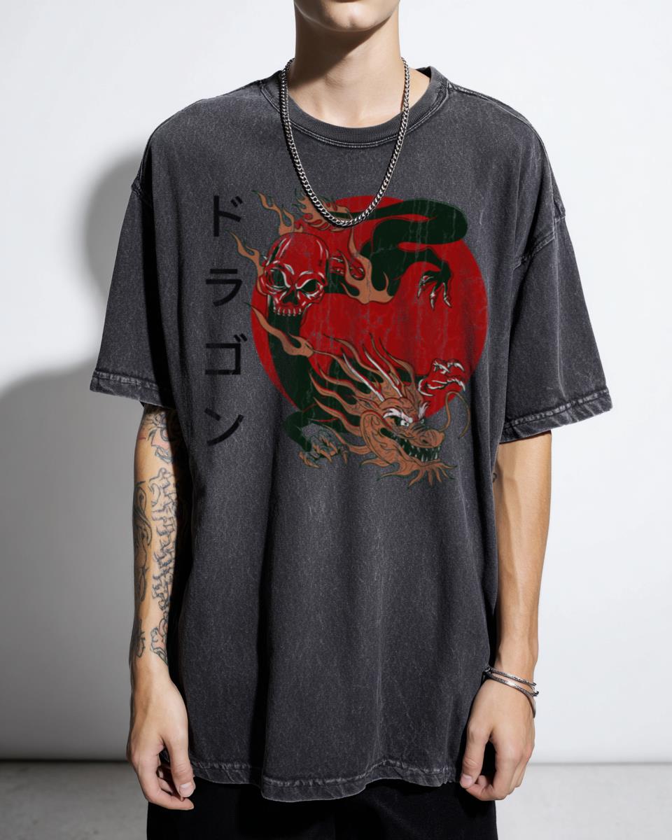 Japanese Irezumi Fury Red Dragon T-Shirt - Asian Mythology Art Unisex