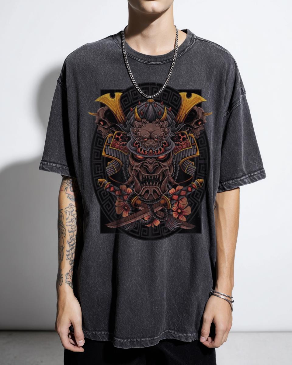 Japanese Oni Demon Cat Hannya Tattoo T-Shirt - Traditional Manga Art Unisex